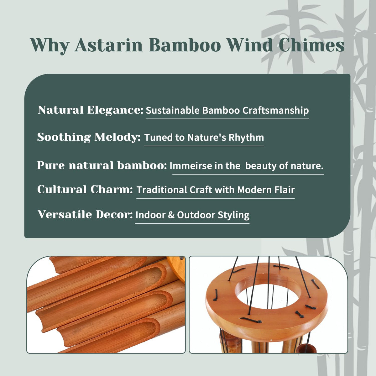 Bamboo Wind Chimes for Outside (Dark Brown)