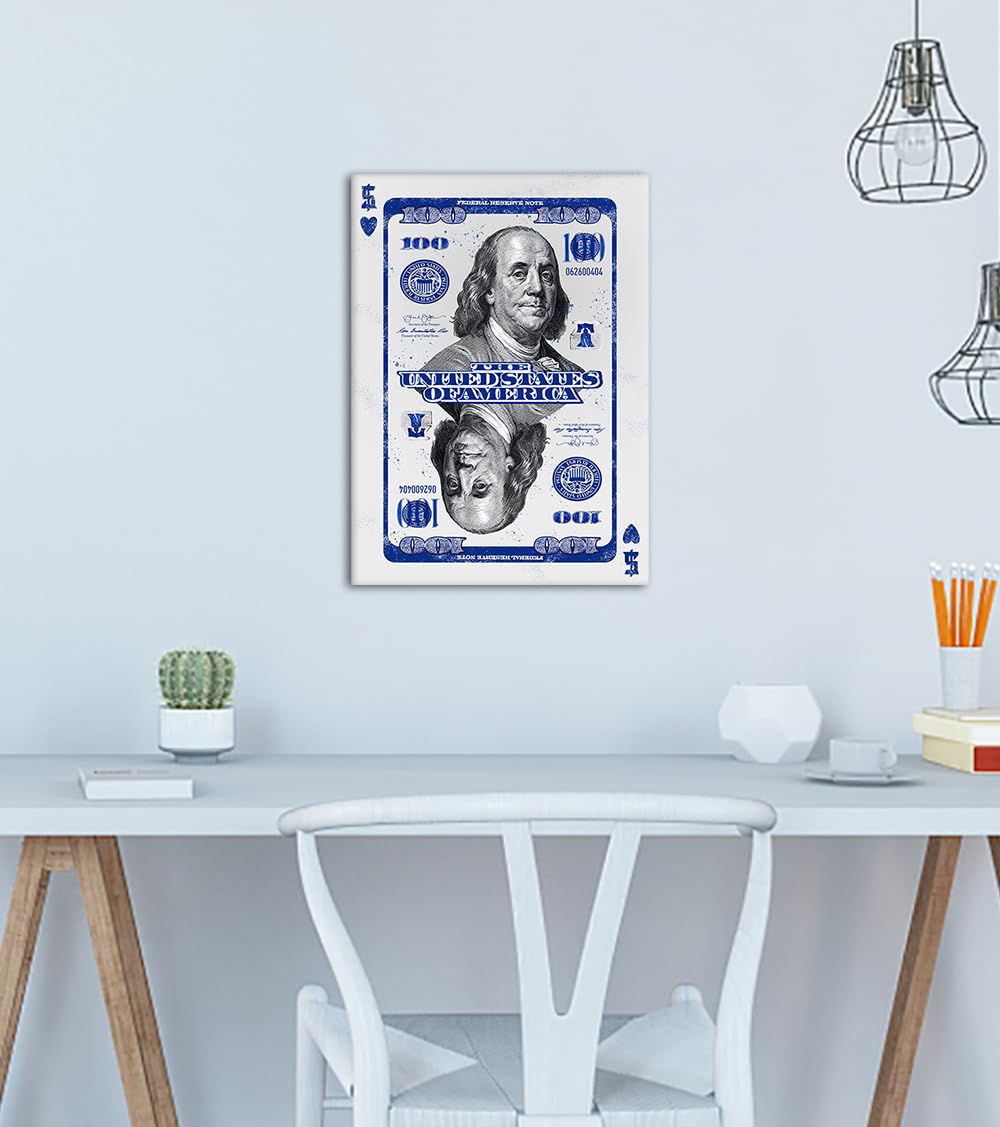 100 Bill Benjamin Franklin Canvas Wall Art Pop Art Money Poster (Style_16 / 16"L x 12"W)