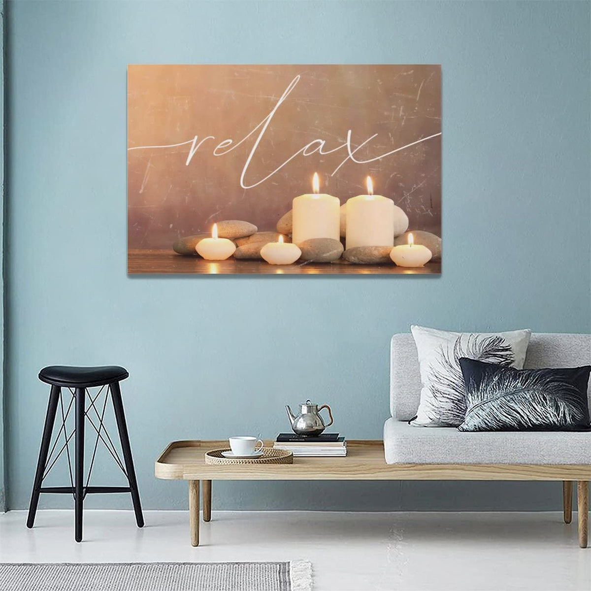 Zen Wall Art Zen Pictures Wall Decor Candles Relax Canvas Prints Meditation Spiritual Decorations Painting Framed Artwork Office Spa Yoga Home Decor For Bathroom Bedroom Dining Living Room 16''x24'' (Relax / 16"L x 24"W)