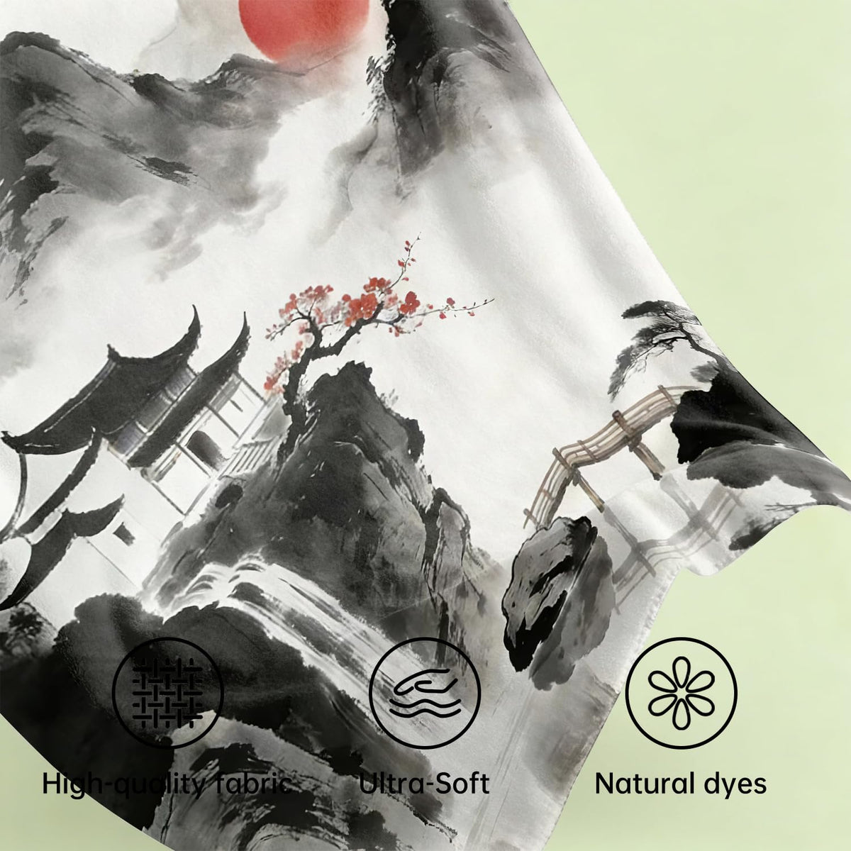 Japanese Nature Landscape Throw Blanket Zen Cozy Soft Plush Flannel 30"X40" (Japanese Nature / 30"X40")