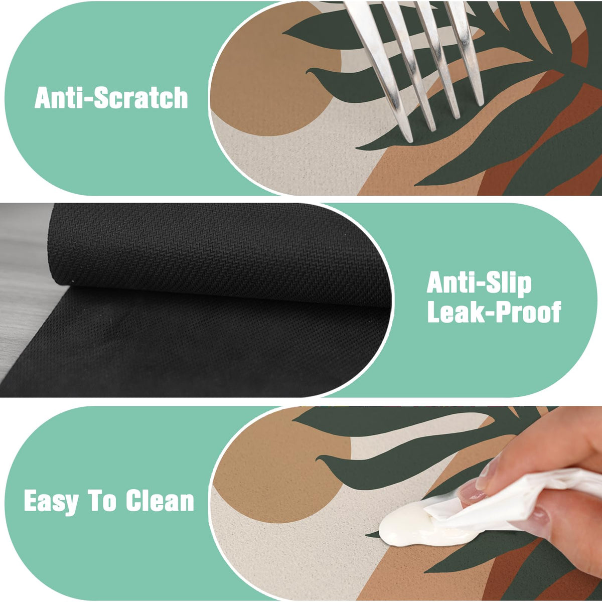2 Pack Kitchen Sink Splash Guard Faucet Mat 24" X 5.5" Boho Absorbent Fast Drying Mat Faucet Draining Mat Sink Splash Guard Behind Faucet Drip Catcher for Kitchen Bathroom (24*5.5inx2 / boho)