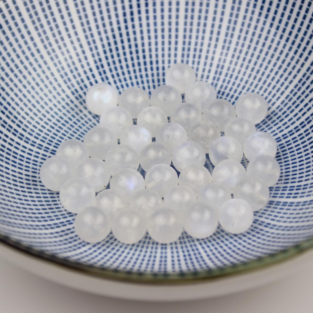 Natural Round Stone Beads 6mm Blue Moonstone Loose Gemstone Beads for Jewelry Making Bracelet Necklace 60pcs (Blue Moonstone / 6mm)