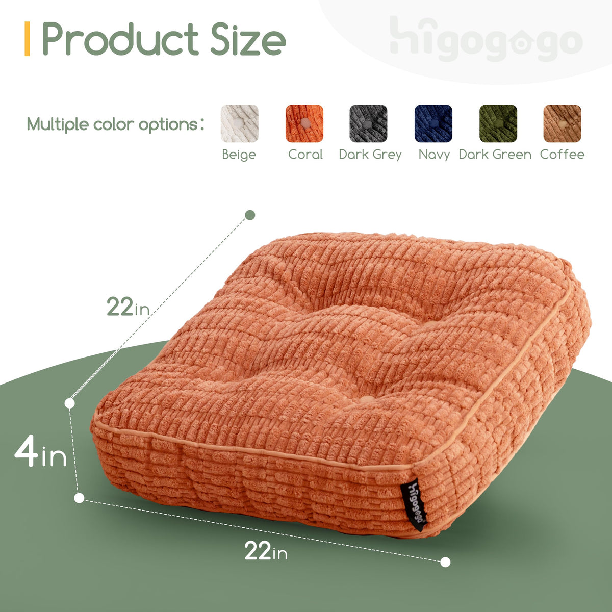 Floor Pillow Cushion for Adults (Square Coral / 4" Thick(Pack of 2))