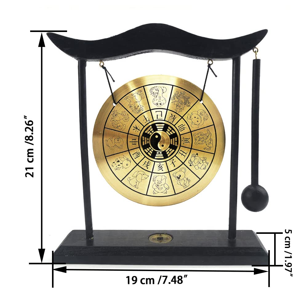 Brass Gong Desktop Zen Art Feng Shui Decor (Chinese Zodiac)