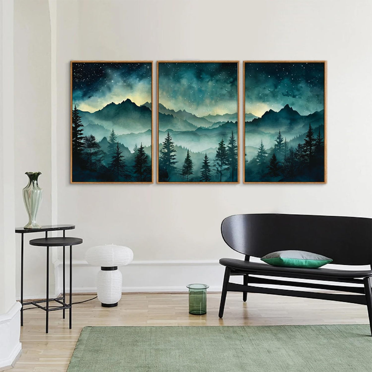 Misty Mountain Framed Canvas Wall Art (Dark Night woodland / 24"L x 16"W)