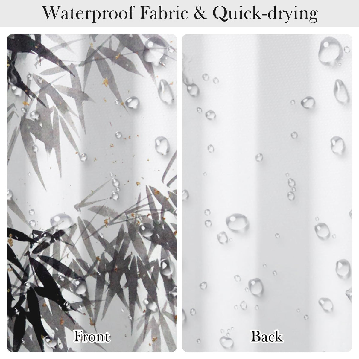 Ink Bamboo Shower Curtain with Hooks (Bamboo / 72"W x 72"L (Pack of 1))