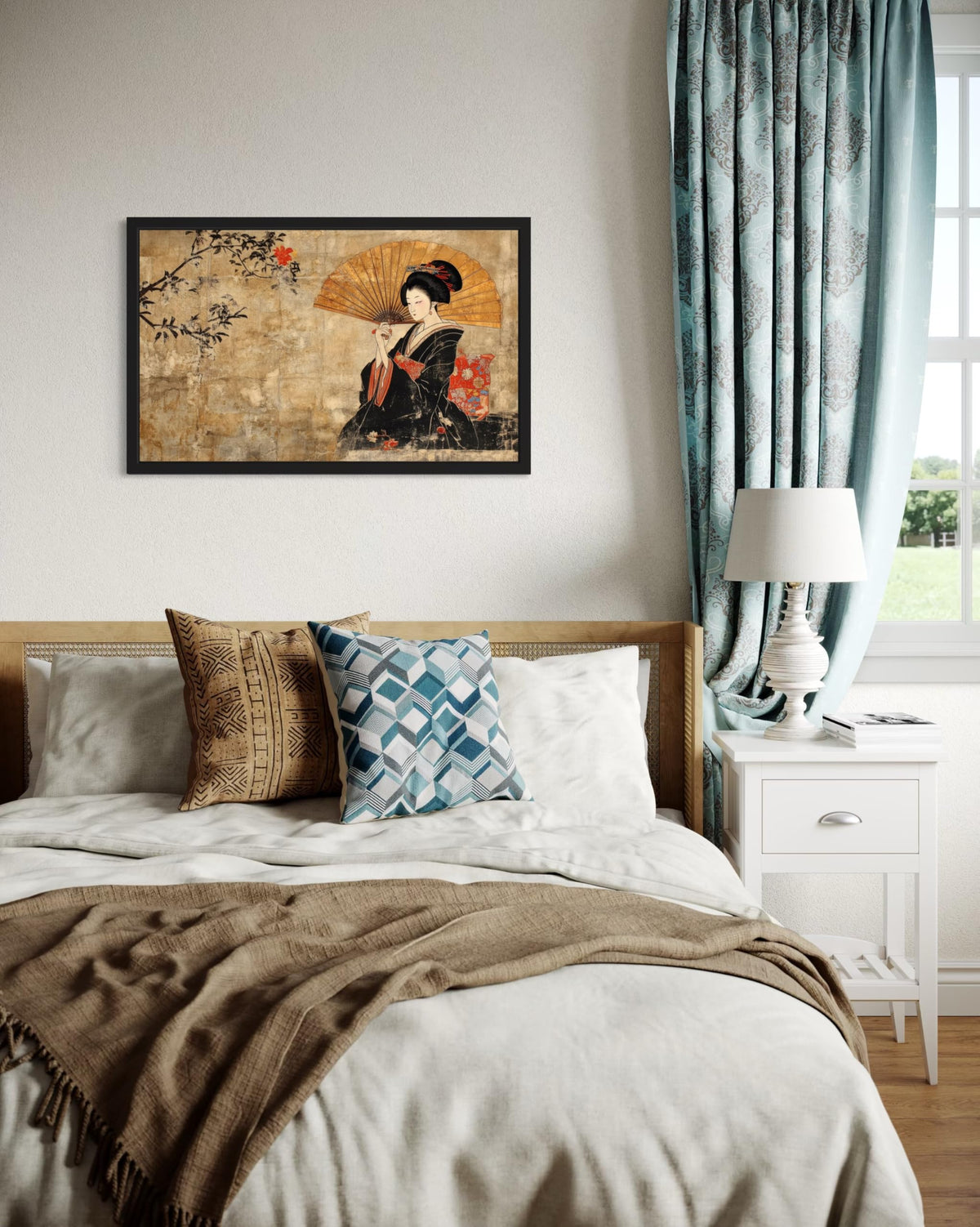 Japanese Fan Black Framed Black Framed Wall Art Print Poster (Japanese Fan / 20"L x 16"W)