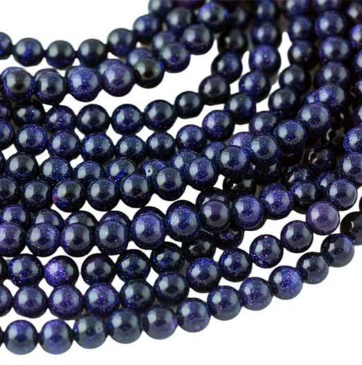 108 Pcs Blue Goldstone Beads for Jewelry Making 8 MM Goldstone Gemstones Loose Stone Beads (Blue Goldstone / 8MM, 108pcs)