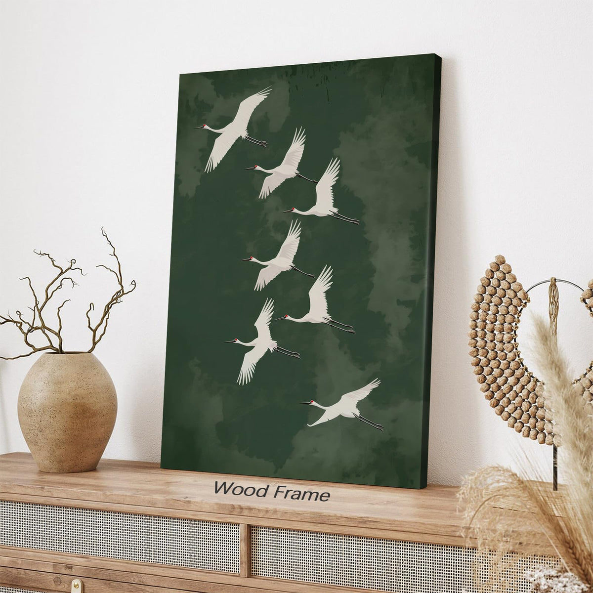 Japanese Flying Framed Wall Art Vintage Bird Pictures Decor Poster 16x20 inch Rustic Nature Animal Canvas Prints Minimalist Home Decor for Asian Style Living Room Bedroom Office Zen Ready to hang (Wrapped Canvas / Japanese Canvas / 20"L x 16"W)
