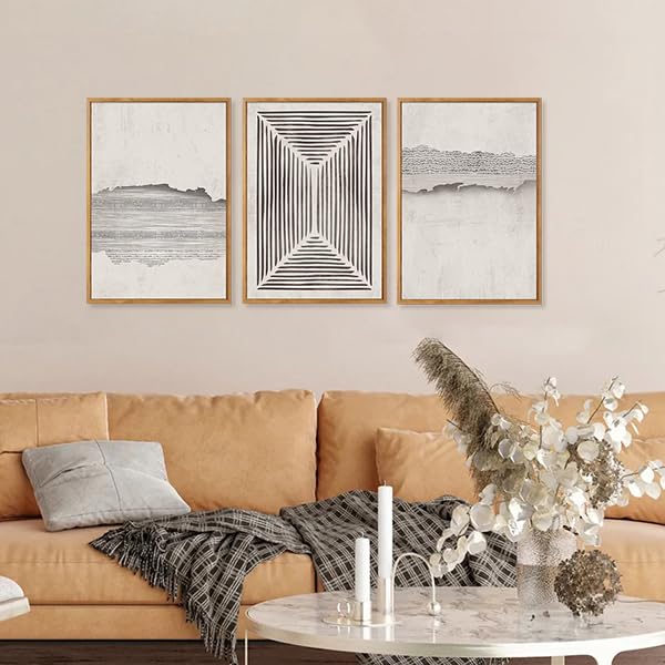 Abstract Modern Framed Canvas Wall Art Set (Abstract Line / 16"L x 24"W)