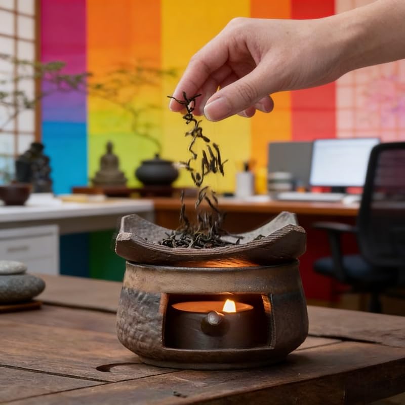Ceramic Burner Kit with Wooden Clips and Pads (Circular / 10.5*6.5cm/4.13*2.56in)