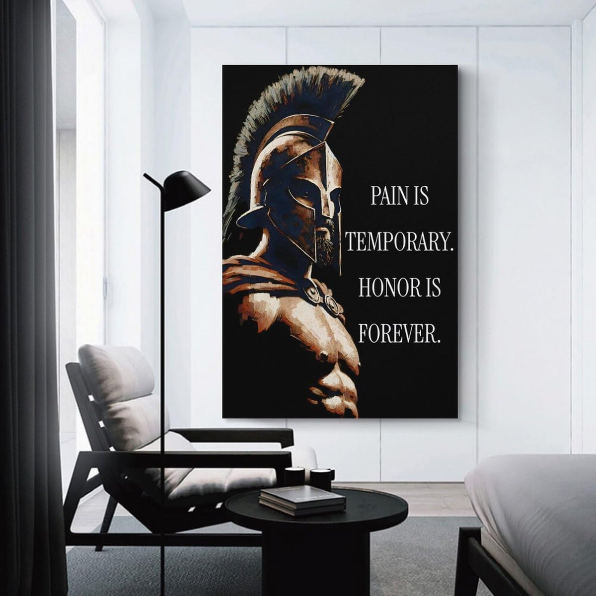 Pain Is Temporary Honor Is Forever Spartan Warrior Code Canvas Printing Wall Art Prints Wall Decor Posters Motivational Black Gold Stoic Living Room Bedroom Office Gym Decor 08x12inch (style-32 / 08x12inch(20x30cm) Unframe)