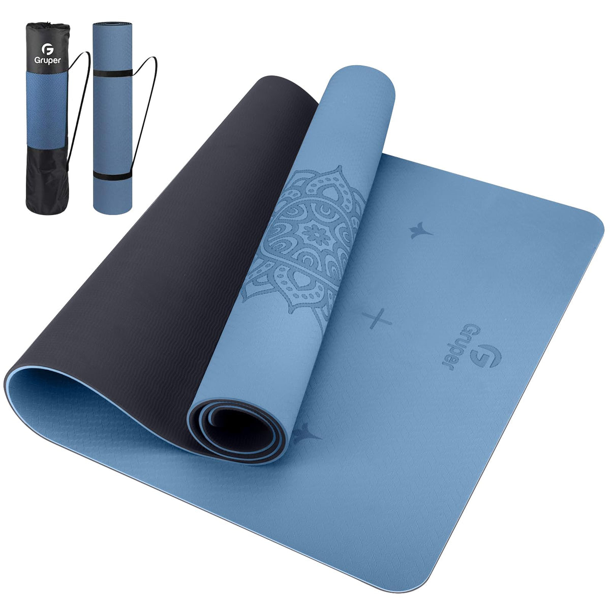 Yoga Mat Non Slip (Blue Black / 0.24*32*72 Inches)