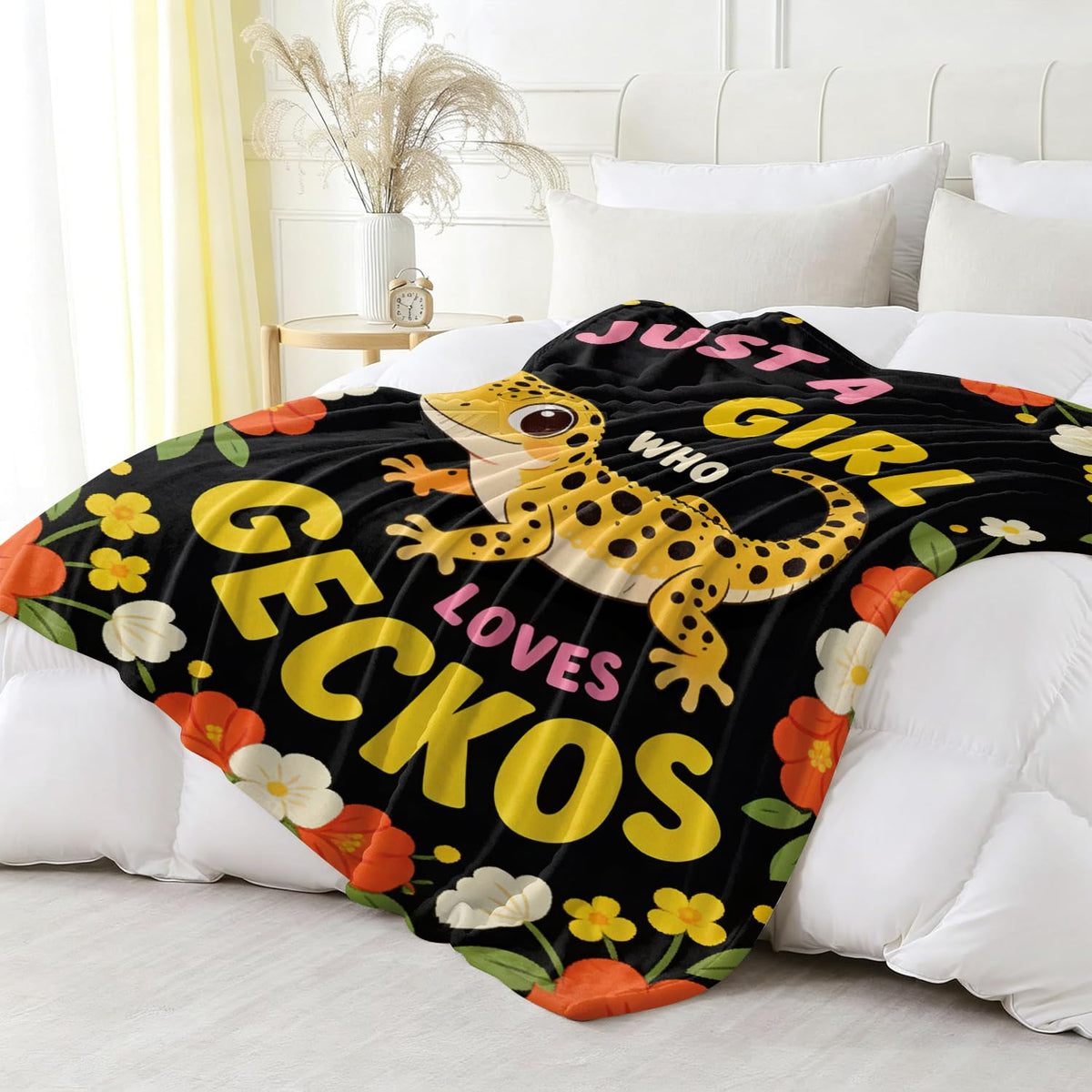 Gecko Fleece Throw Blanket Reptile Lizard Blanket Gifts Room Decor 50"x60" (Gecko / 50"X60")