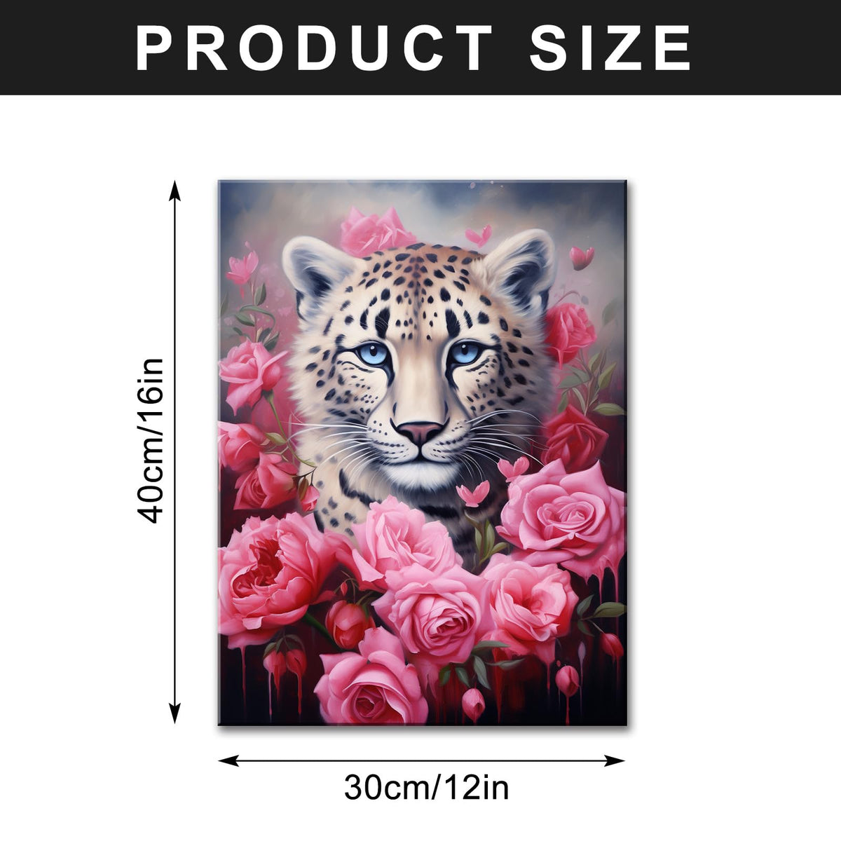 Rose Leopard Wall Art Wildlife Animal Poster Pink Rose Teens Little Girls Women BedroomLittle Girls Room Nursery Toddler Wall Art Framed Artwork for Modern Living Room Bedroom Bathroom 12x16inches (16"L x 12"W / Leopard)