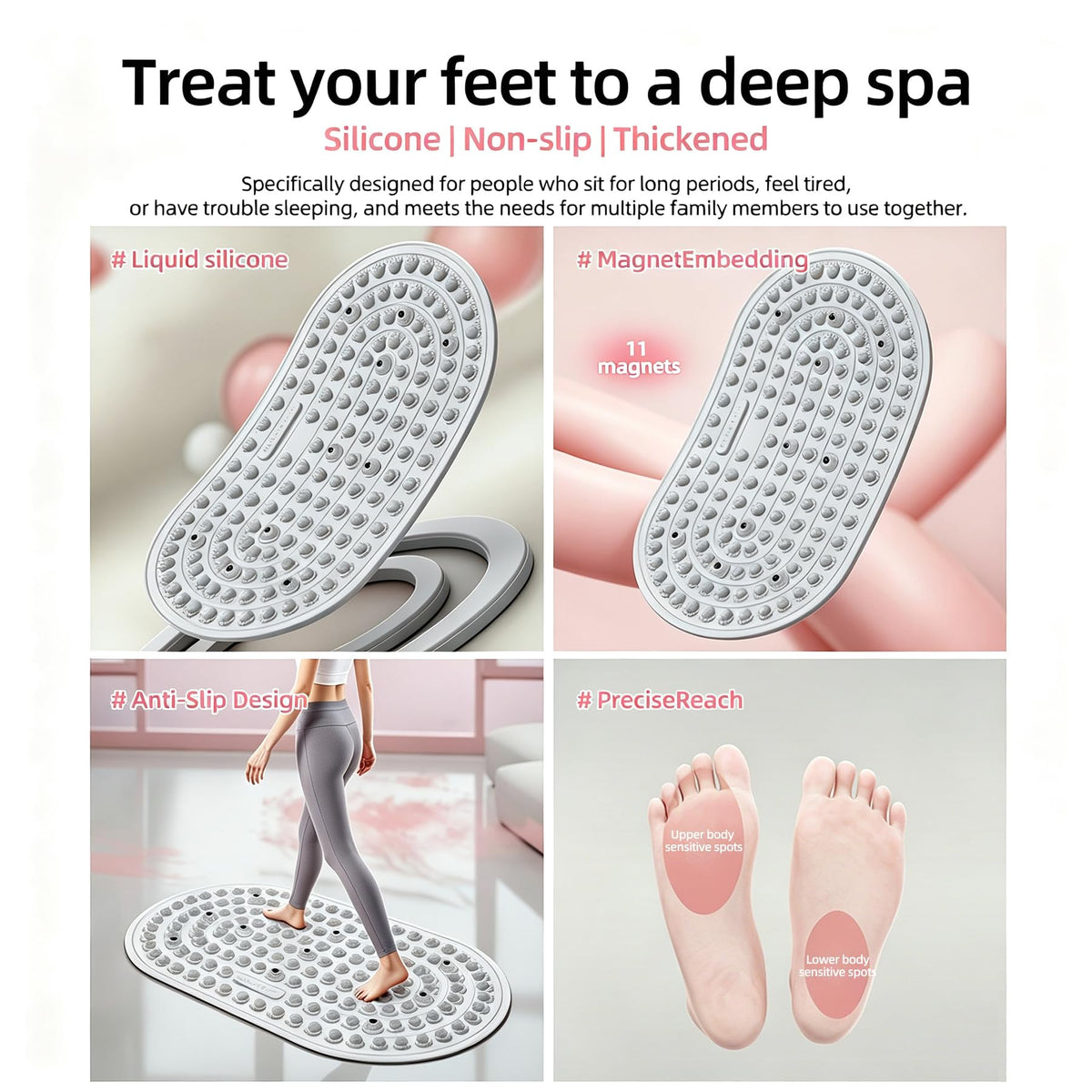 Acupressure Mat & Foot Massager (Grey)