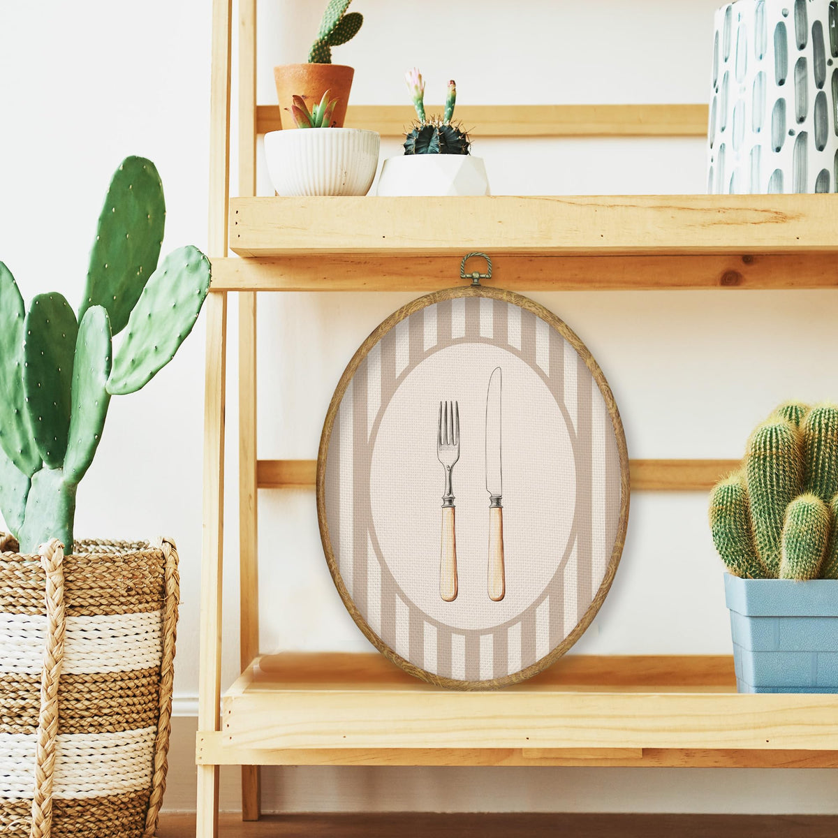 Modern Kitchen Utensil Oval Wall Art Decor (Colour04)
