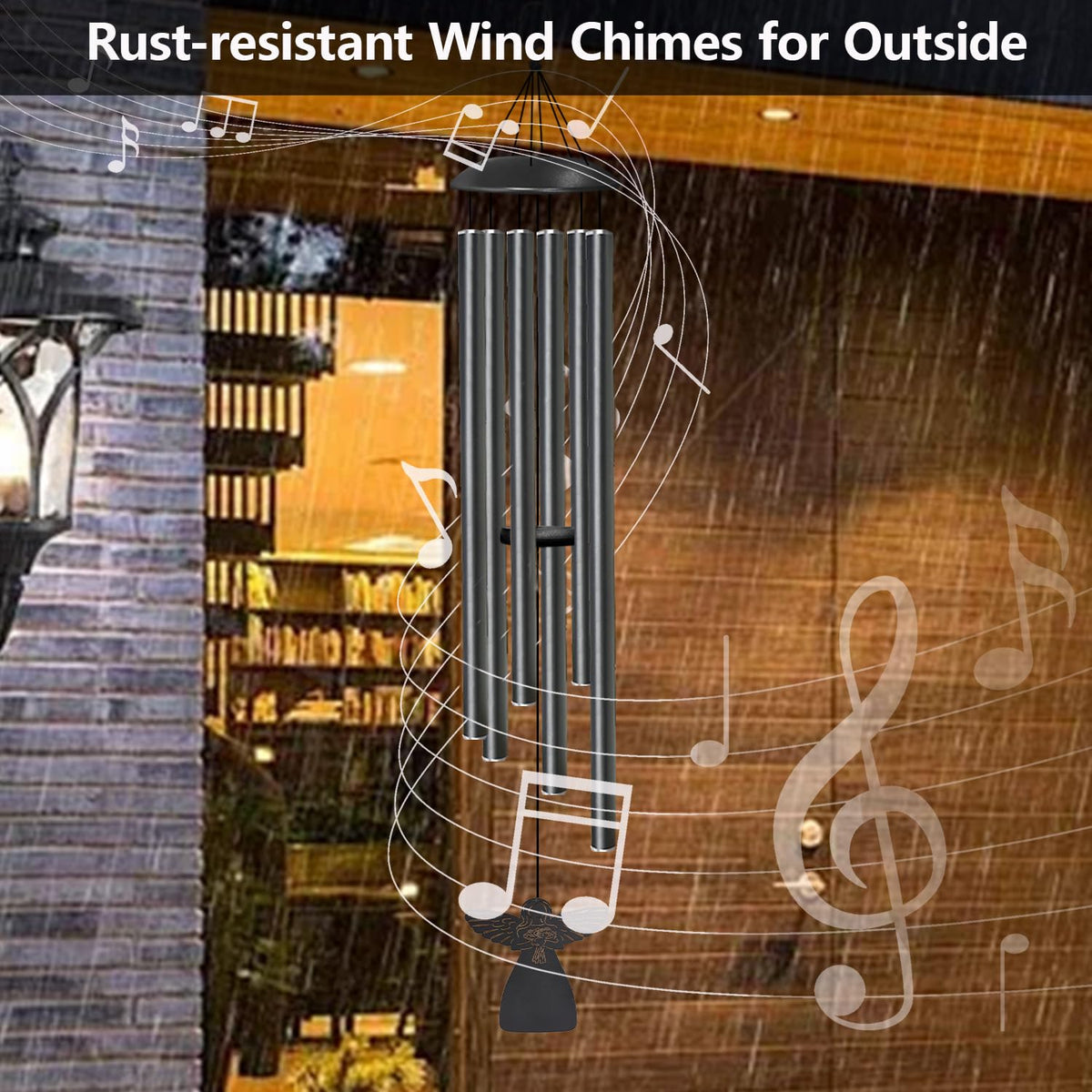 45" Wind Chimes for Outside Deep Tone (Black / 45 inches)