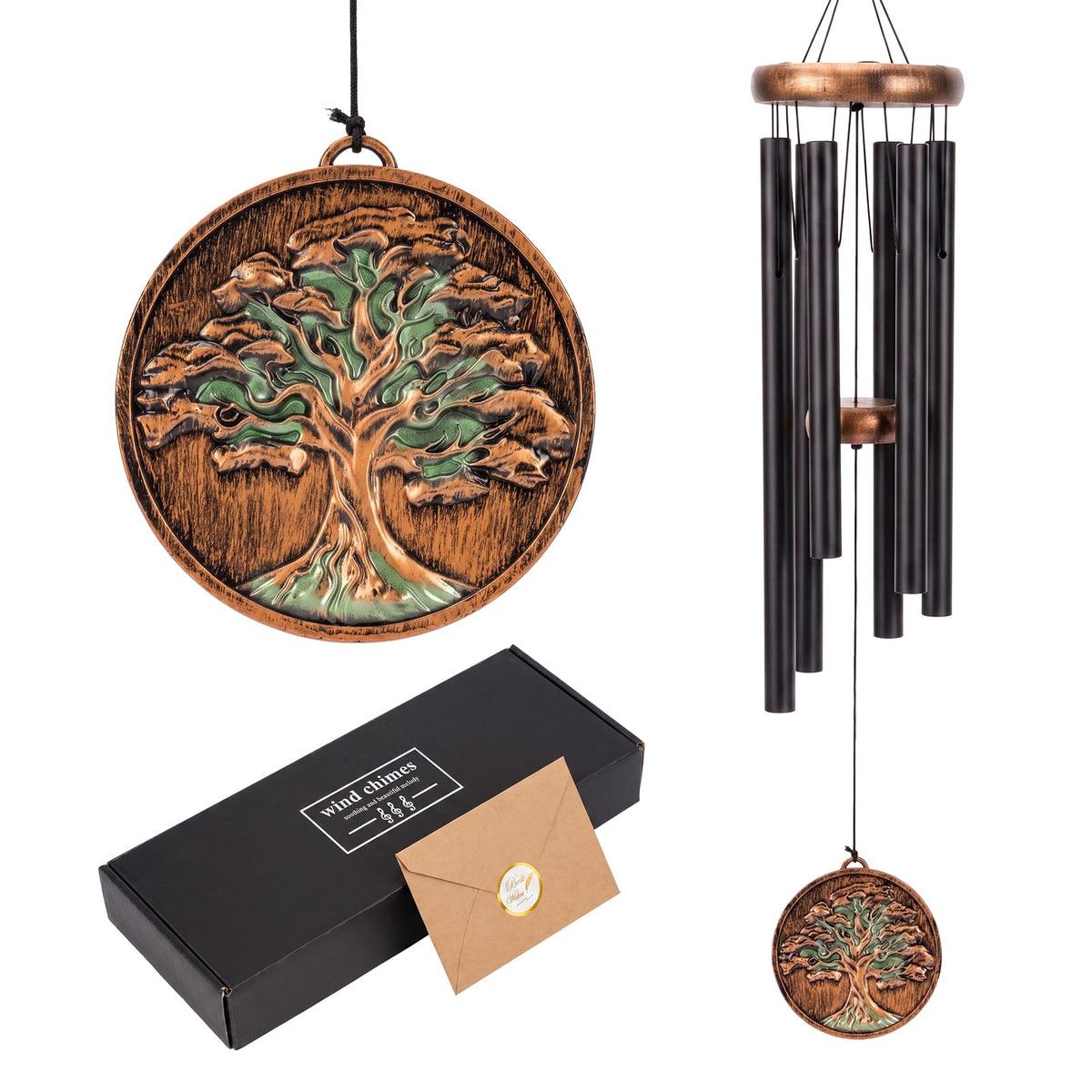 Tree of Life Wind Chimes for Outside Deep Tone (Bronze)