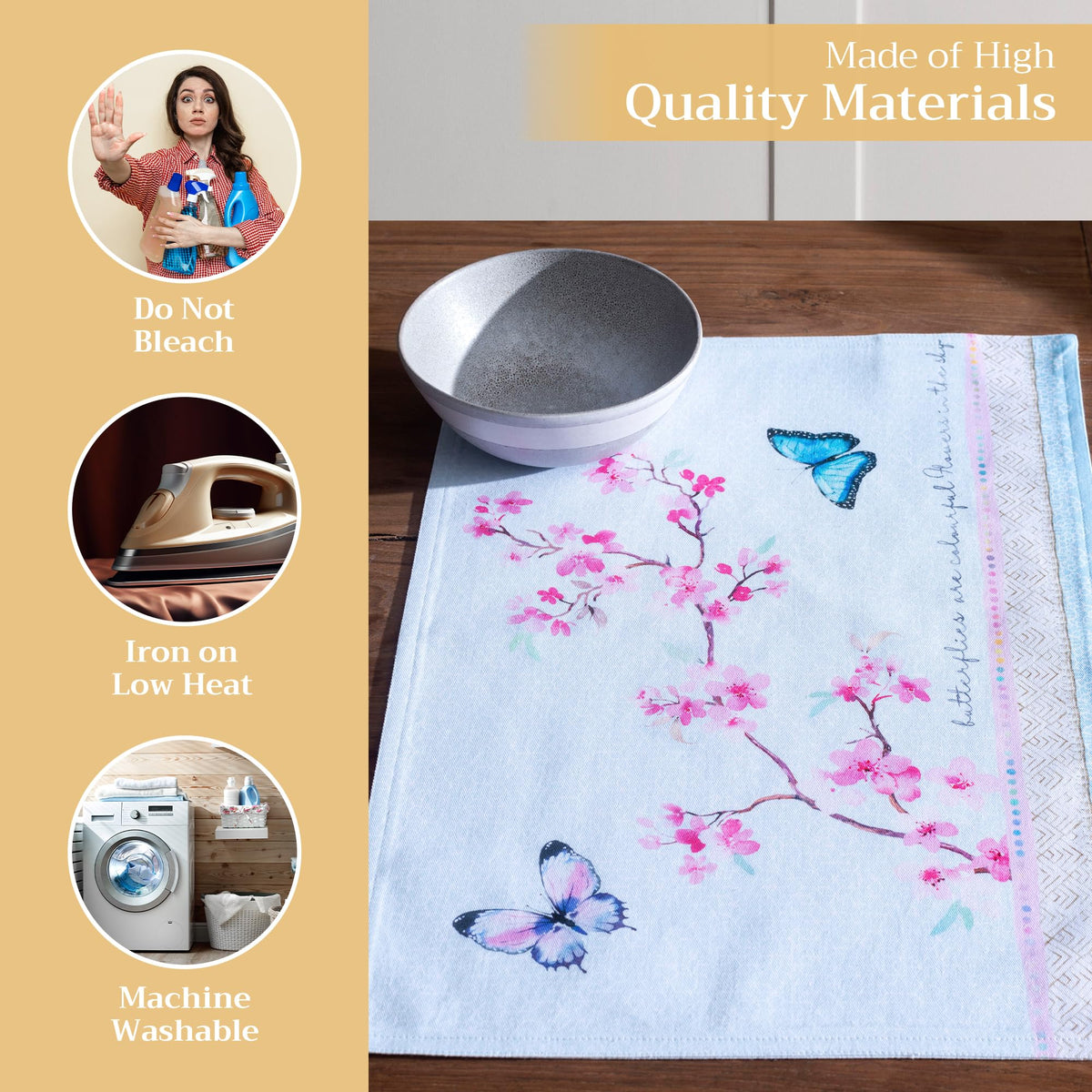 Placemats Set of 4 Reusable 100% Cotton (120 - Blossoms in Spring / 13" X 19" (Pack of 4))