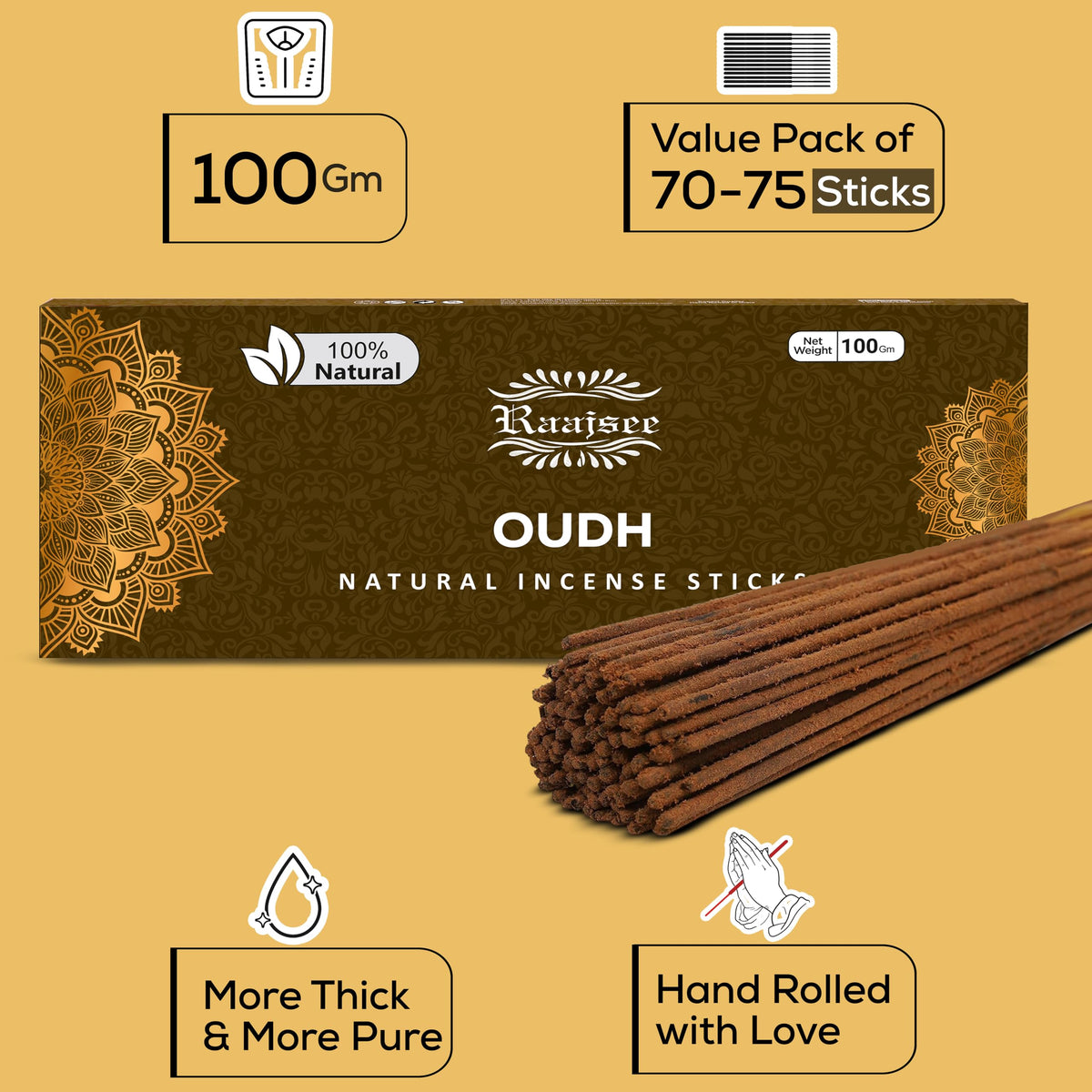 Pure Oud Agarwood Incense Sticks (Oud)