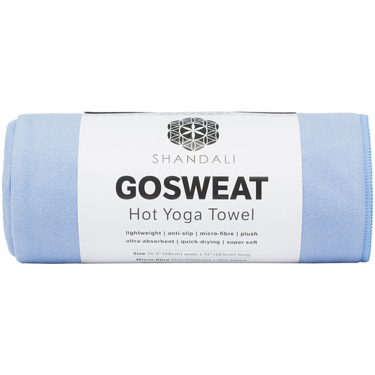 Hot Yoga GoSweat Microfiber Hand Towel in Super Absorbent Premium Placid Blue Suede for Bikram (Placid Blue / 26.50" x 16.00")