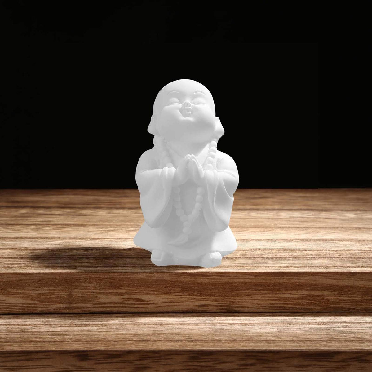 Buddha Statue Minimalist Sandstone Buda Ornament Monk Figurine Zen Decor Bring Home a Ray of Sunshine 9Inch (White / 9Inch)