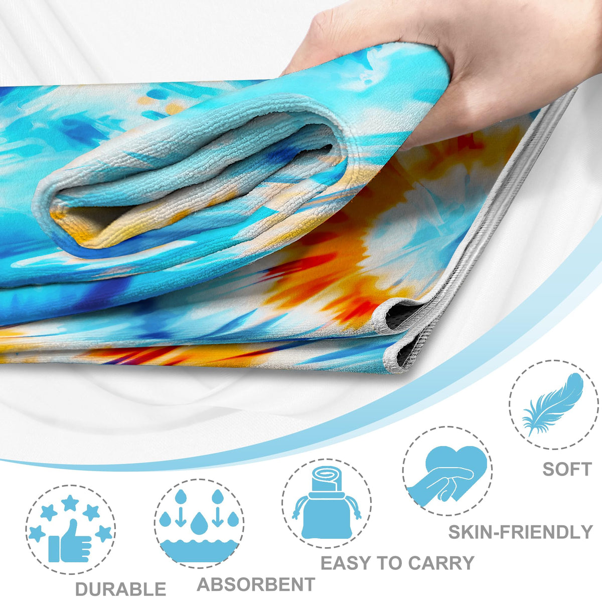 Yoga Mat Towel (Blue& Orange / Casual)
