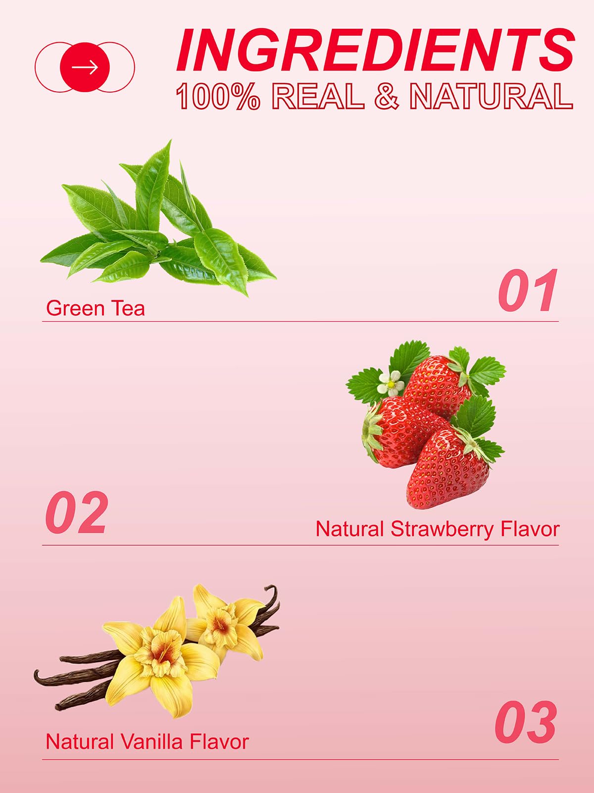 Vanilla Strawberry Green Tea Bags (100 Count (Pack of 1))