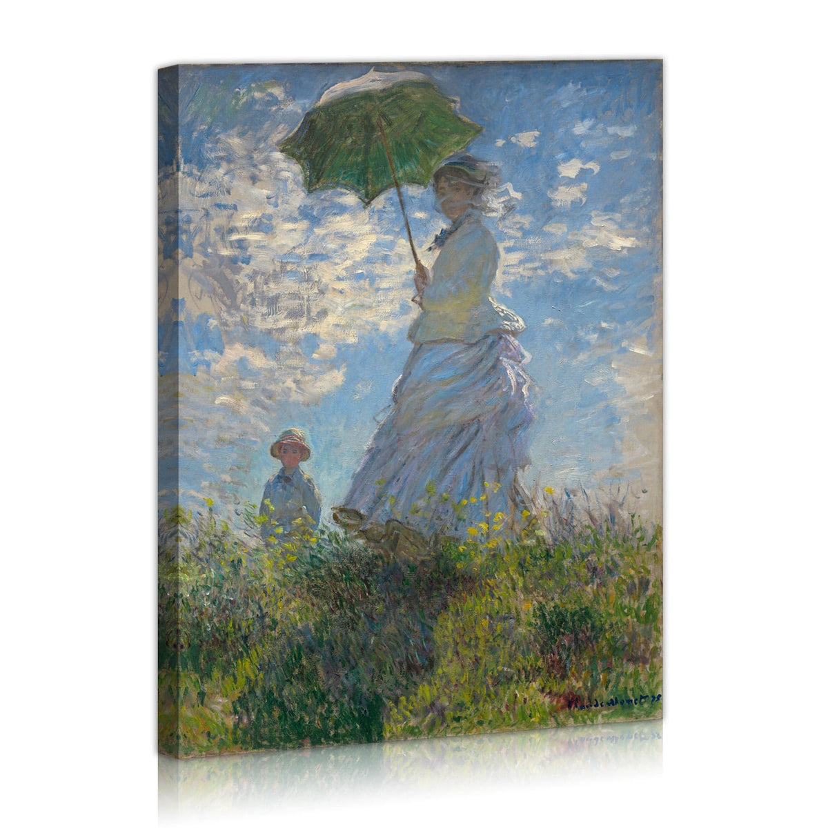 Claude Monet Eclectic Wall Art Reproduction Woman with A Parasol (16"L x 12"W / Art 03)