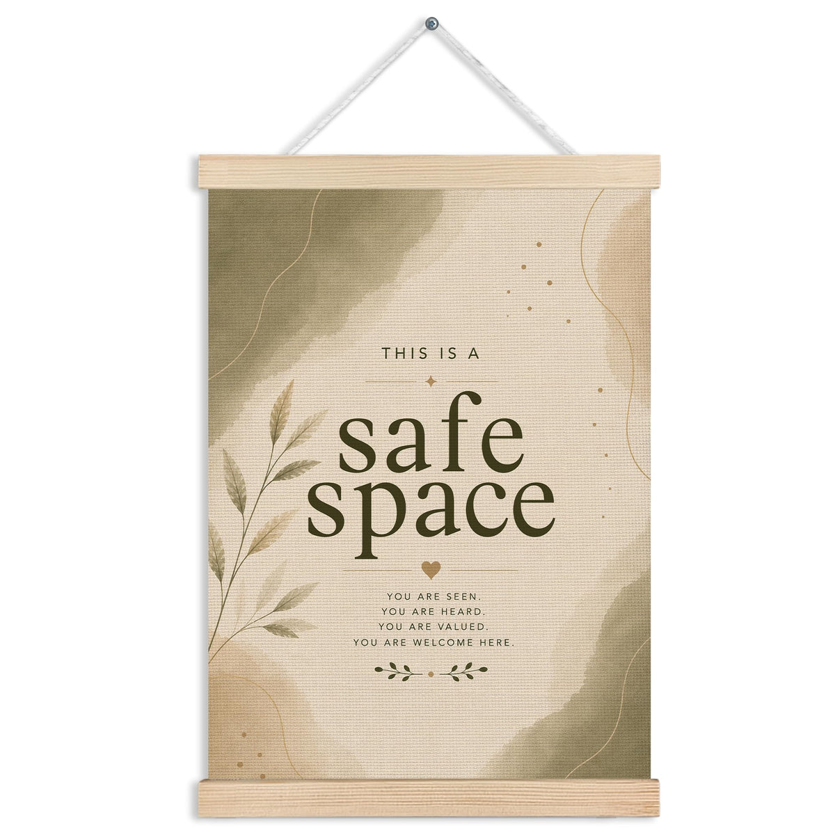 Boho Safe Space Mental Health Wall Art Hanging Poster 12x16 (Safe Space)