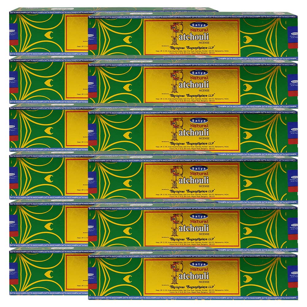 Natural Patchouli Incense Sticks and Incense Stick Holder Bundle Insence Insense Satya Incense (Natural Patchouli 15g - Pack of 12)