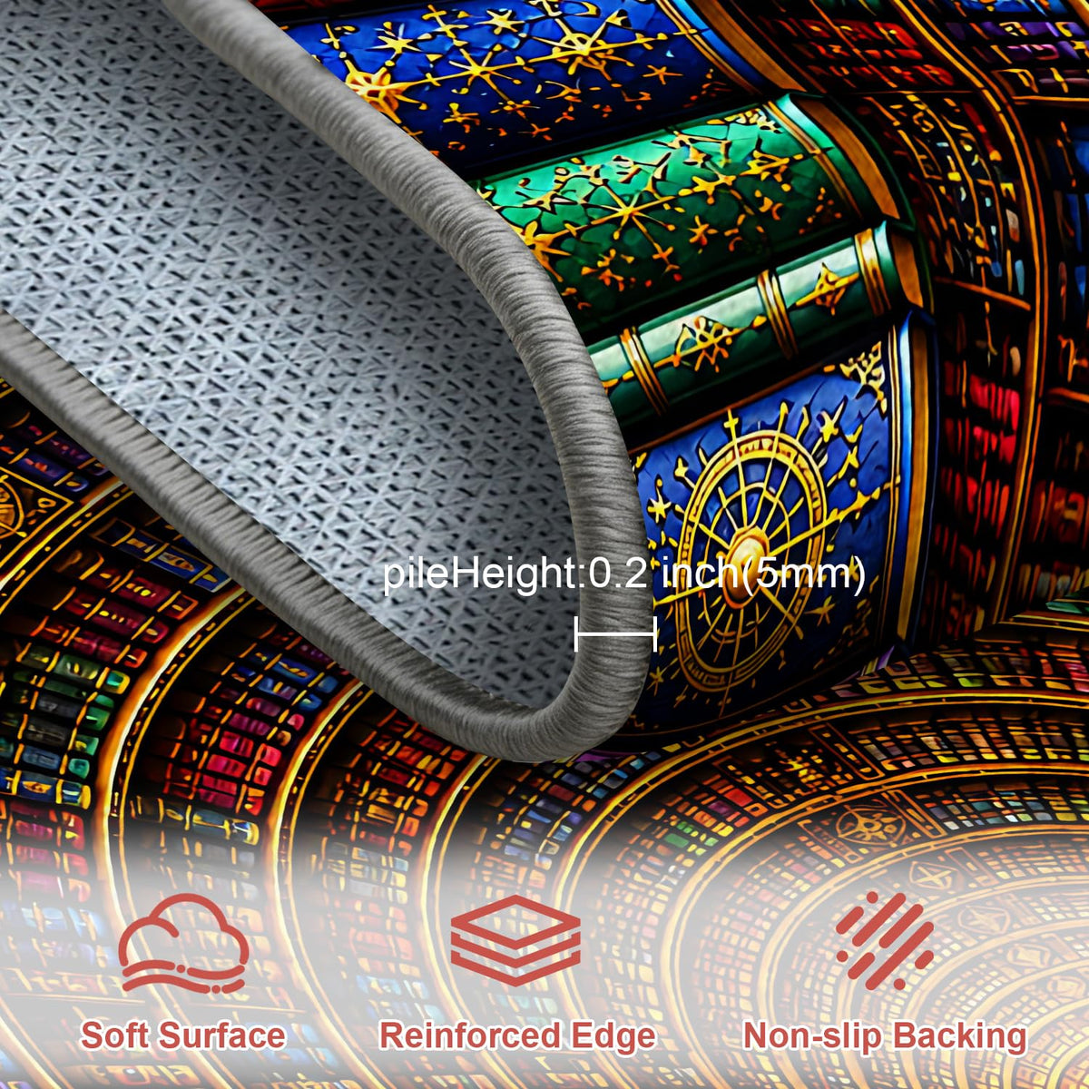 Magic Library Round Area Rug 4ft (83 / 4' (Round))