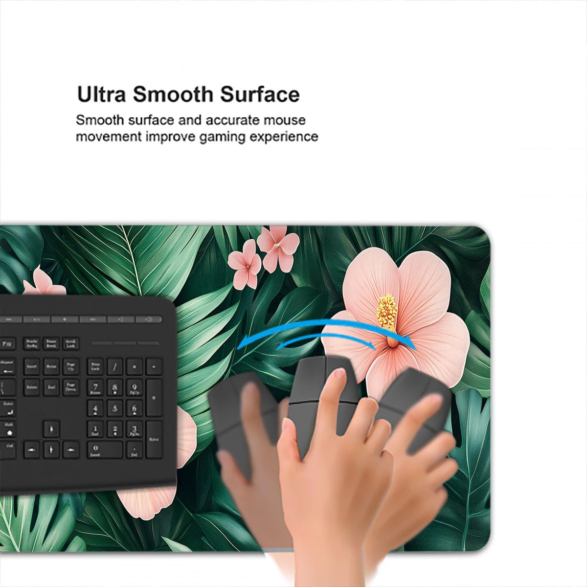 Tropical Leaves Gaming Mouse Pad Desk Pad Flowers Ferns Nature Green Pink Mouse Pad Mousepad Extended Laptop Keyboard Mat Gaming Desk Pad Mouse Mat Office Computer Keyboard Laptop Home 31.5"x11.8" (Extended XX-Large / Tropical Leaves)