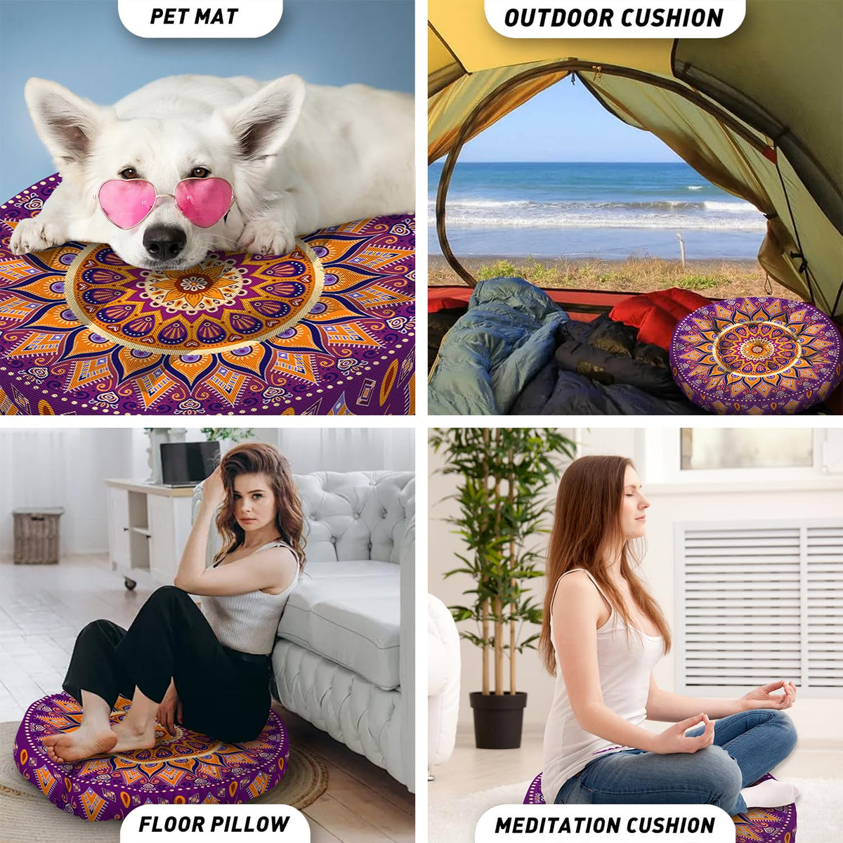 Mandala Meditation Cushion (10.mandala Meditation Cushion-2 / 22x22 inch round)