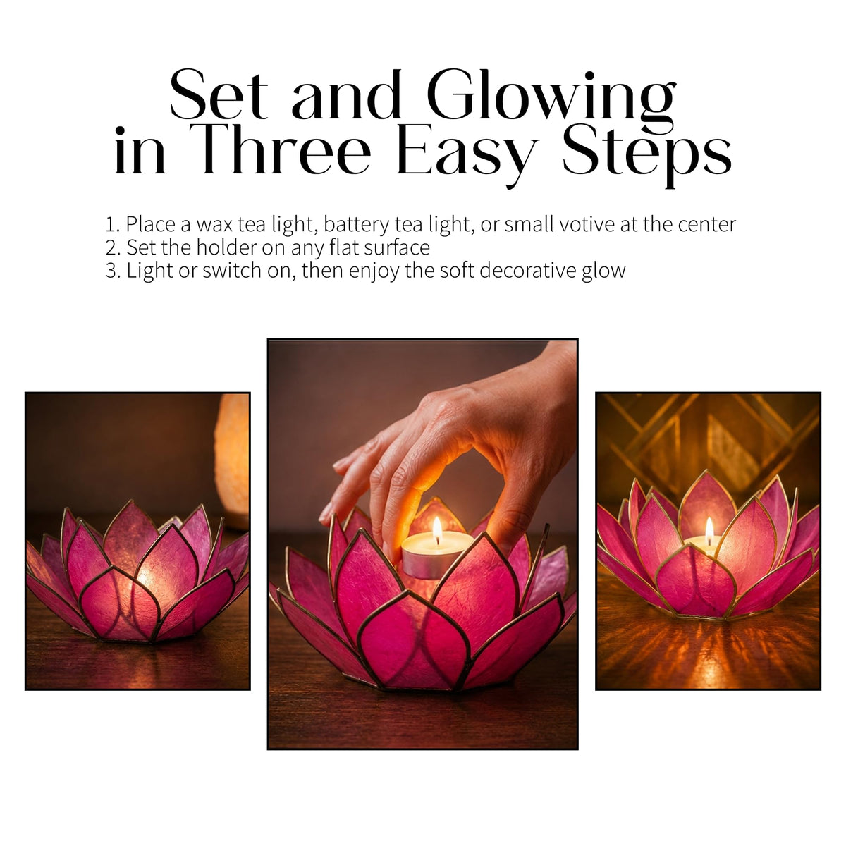 Lotus Tea Light Candle Holder (Flamingo / Mini)