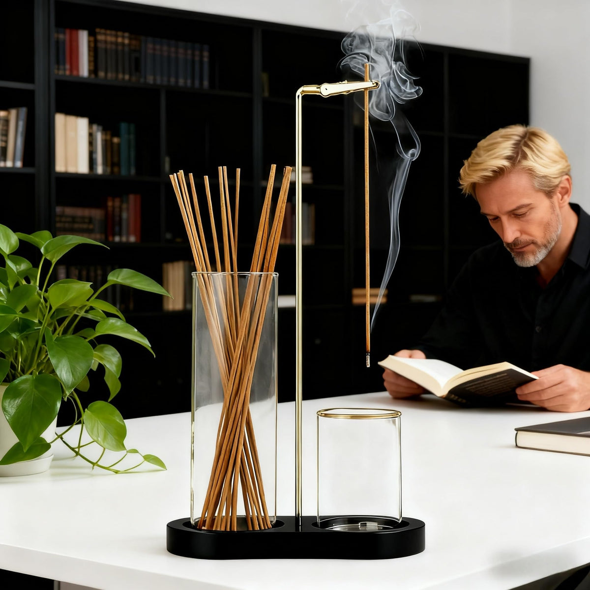 Glass Incense Holder (Black Color)