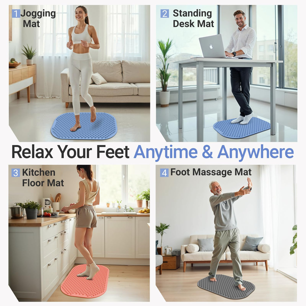 Upgrade Silicone Foot Massage Mat with Dual (Blue / X-Large)