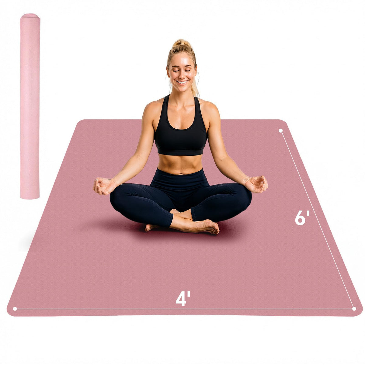 Extra Large Yoga Mat 6'x4' (Pink / 72" x 48" x 0.25")