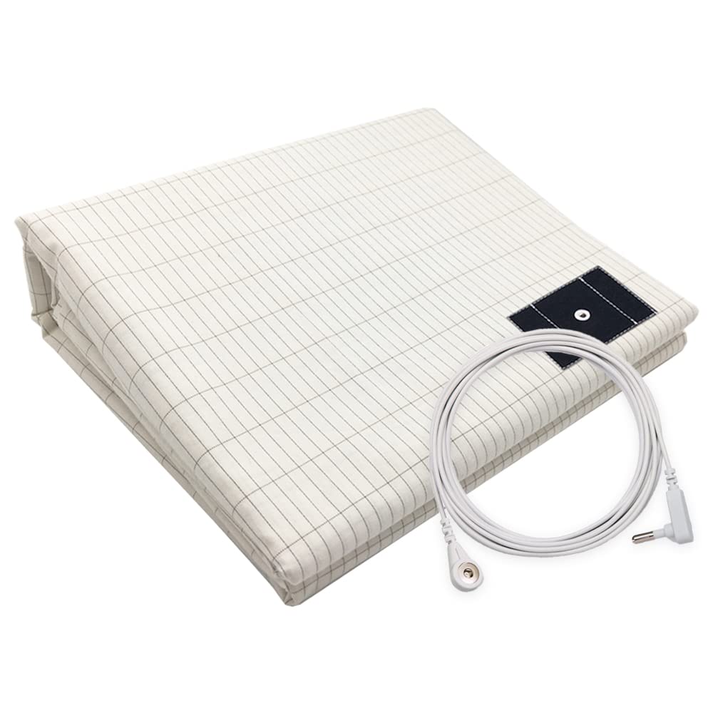 Conductive Grounding Sheet Twin XL Organic Cotton Grounding Well for Earthing for Bed with 15ft Grounding Cord Improve Sleep (39x80 Inch (Pack of 1))