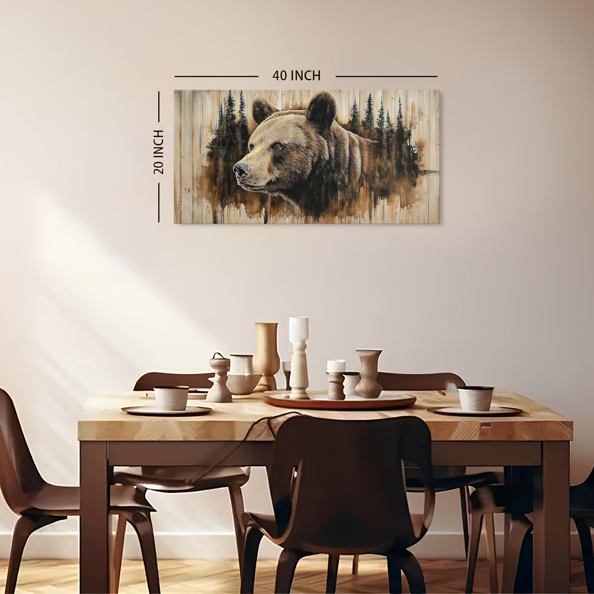 Farmhouse Bear Wall Art Rustic Bear Picture Wall Decor for Living Room Bedroom Decor Cabin Home Decorations Forest Wildlife Animal Canvas Painting Vintage Grizzly Poster Prints Woodland Artwork 20x40” (40"L x 20"W / BEAR)