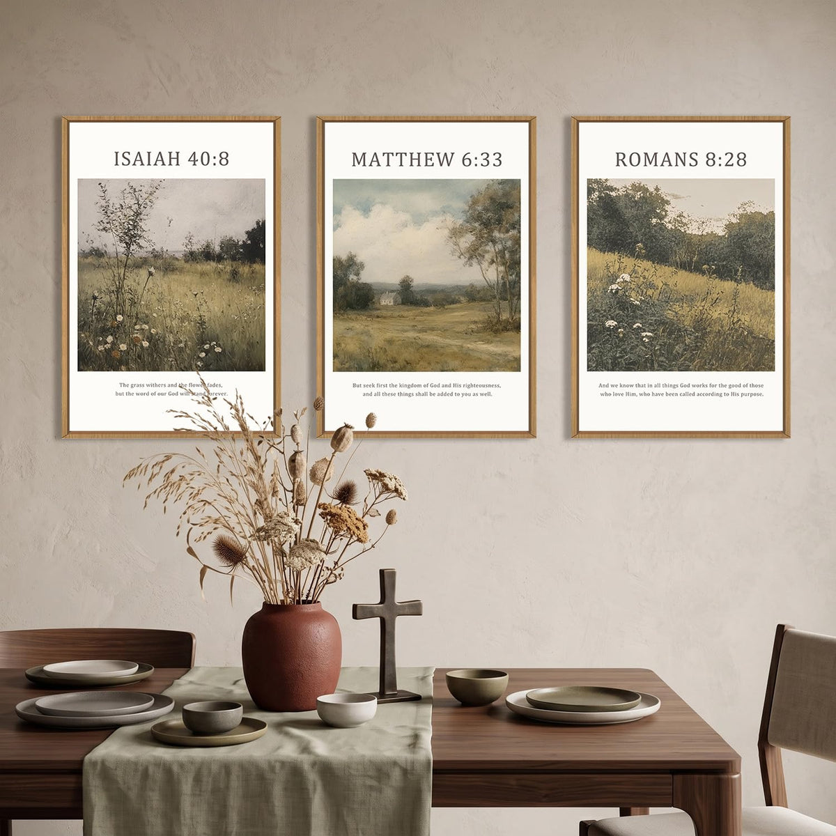 Large Bible Christian Scripture Framed Canvas Wall Art Set (Bible Christian Scripture Wall Art / 24''x36''x3)