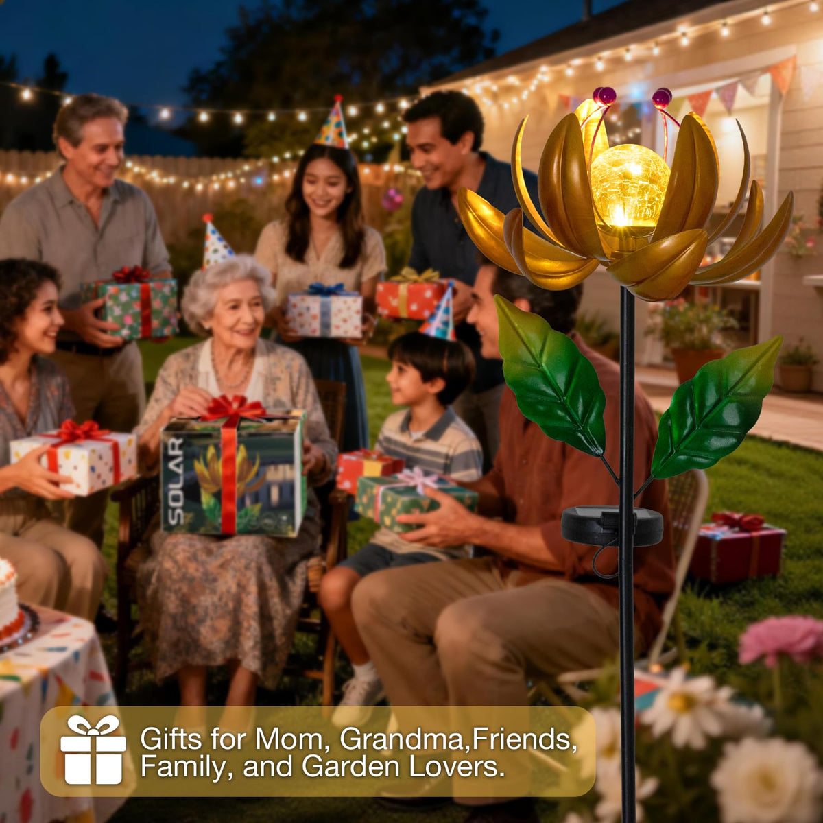 Garden Decor for Outside Solar Wind Spinners for Yard (Gold-standard)