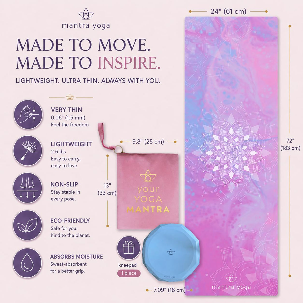 Travel PRO 1.5mm with Knee Pad & Bag (Mandala)