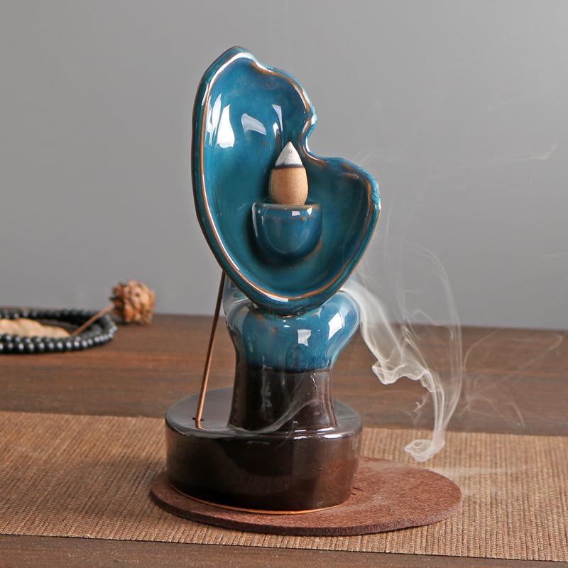 Woman Face on Hands Butterfly Statue Backflow Incense Holder (Face Statue 1)