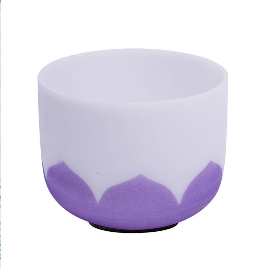 432Hz B Crown Chakra Lotus Frosted Quartz Crystal Singing Bowl 6 " (6 inch / 432 Hz B note Lotus Bowl)