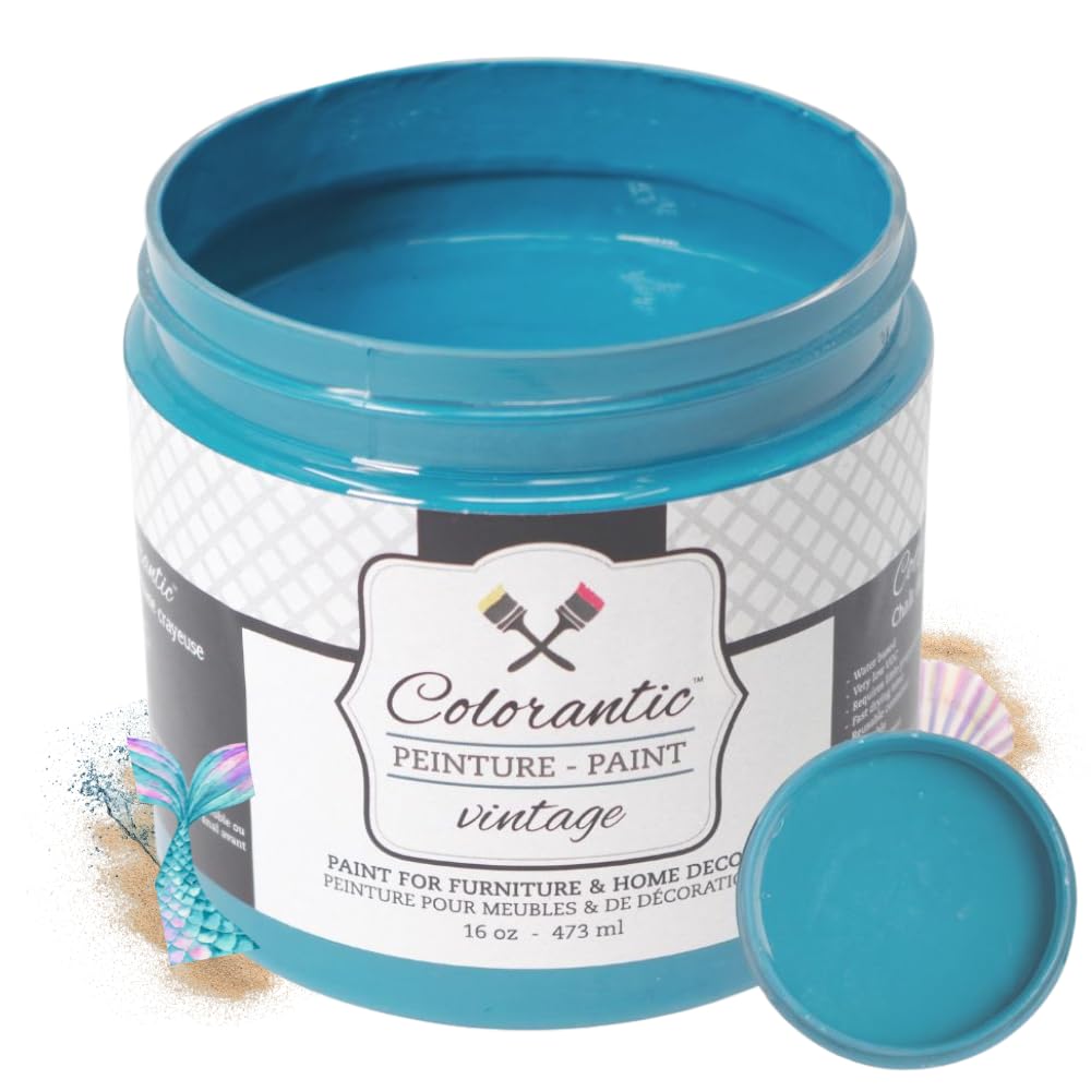 Vintage Furniture Chalk Based Paint for DIY Home Decor Craft Art (Mermaid / 16 Fl Oz (Pack of 1))