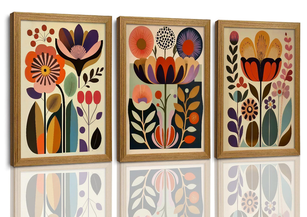 Scandinavian Wall Art Set of 3 (Abstract floral / 24"L x 16"W)