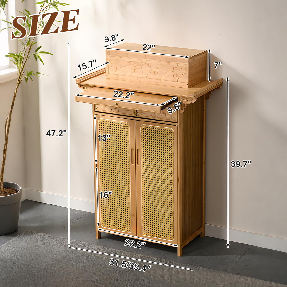 Bamboo Altar Table (39.4 / with Elevated Platform / Natural)