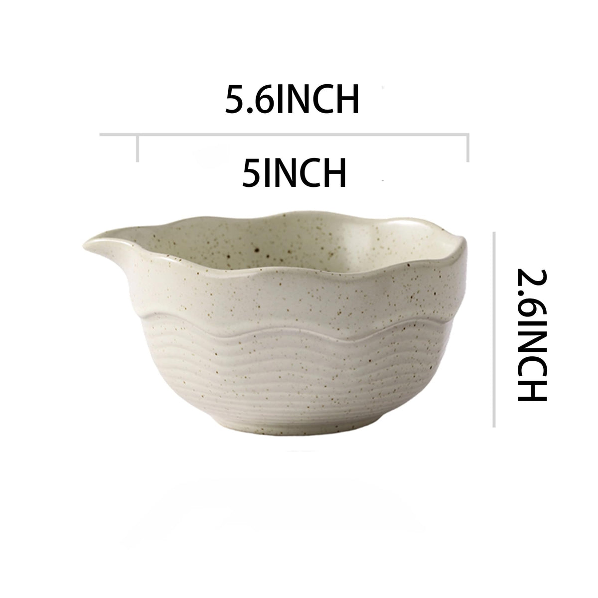 Matcha Bowl Set with Bamboo Whisk (off-white with light brown speckled texture)